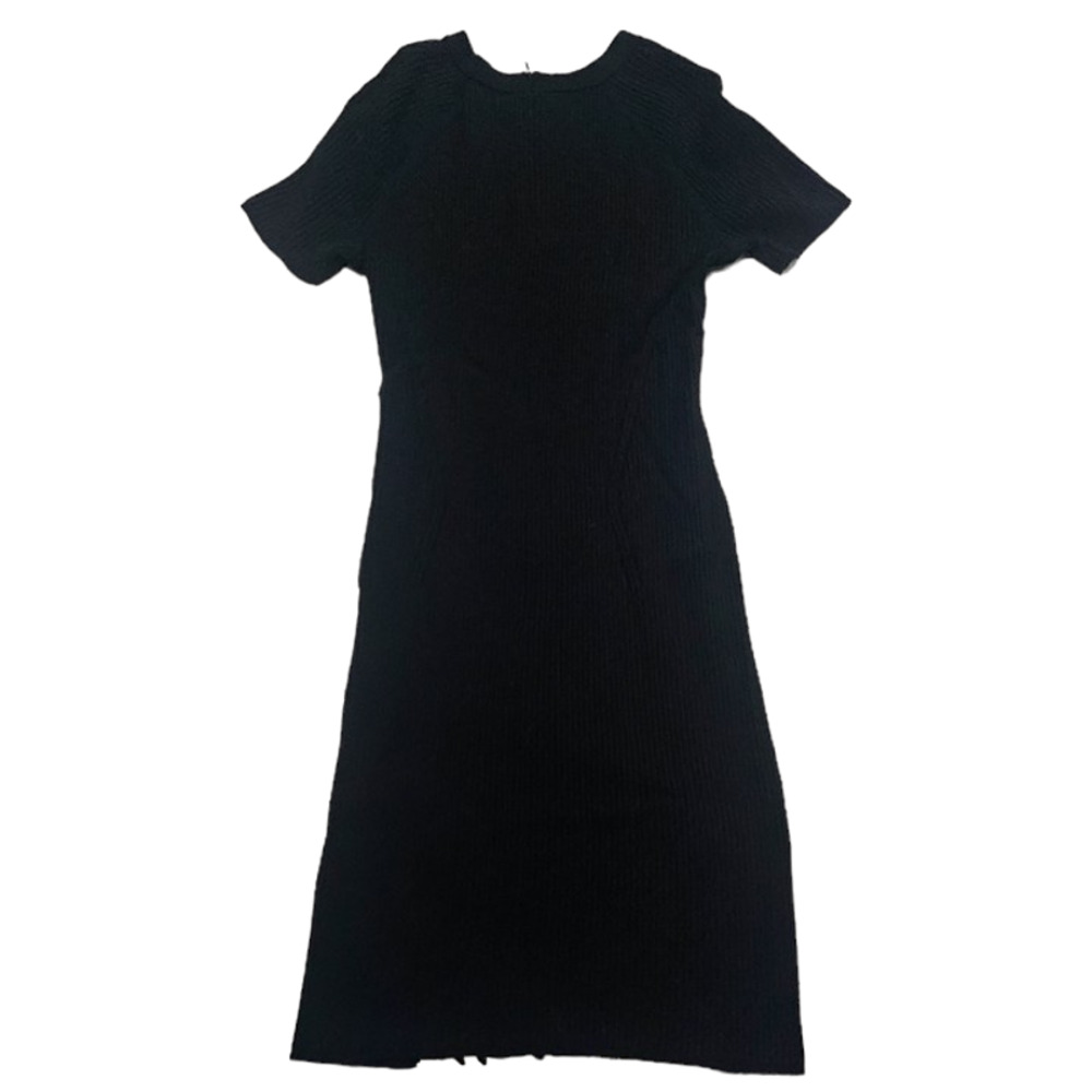 Tory Burch Black Dotted Pony ribbed knit Gemma Merino Wool sweater dress size XS - Picture 5 of 13